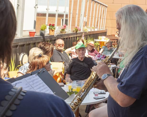 Saxophone quartet brings joy to patients at Montagu Hospital.