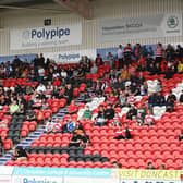 Supporters were back in the stands at the Keepmoat for a Rovers game for the first time since February 2020. Picture: Howard Roe/AHPIX