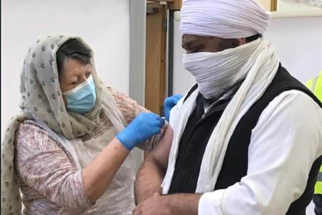 A vaccine carried out at the Doncaster Sikh temple