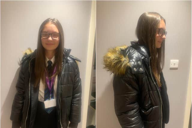 Grace Evans was sent home from school over the fur lined hood of her coat, her angry mum says.