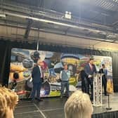 Labour candidate Lee Pitcher gives a speech having won key Doncaster East and Isle of Axholme seat.