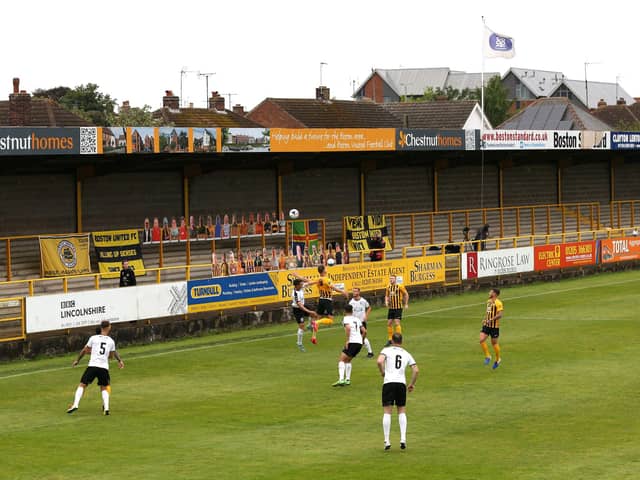 A general view inside of the Jakemans Community Stadium, home of Boston United. Photo: Alex Pantling/Getty