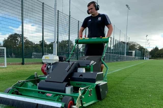 Dylan Thompson is head groundsperson at the Eco-Power Stadium in Doncaster