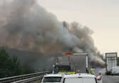 The scene on the M18, following the lorry blaze. Picture courtesy of Dan Hadfield