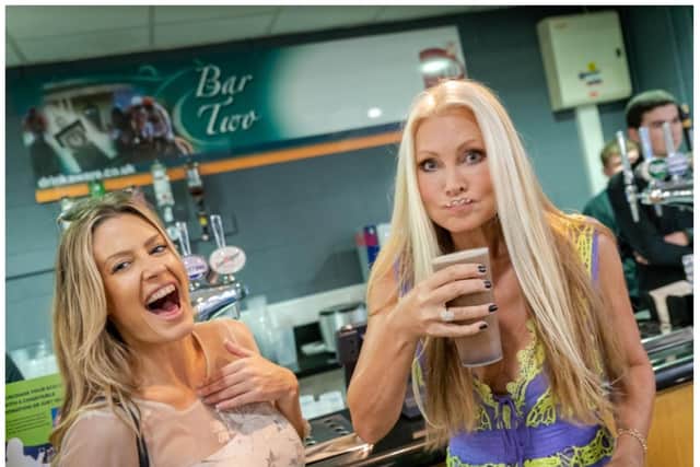 Jodie Kidd and Caprice have fun on the first day of the St Leger meeting.