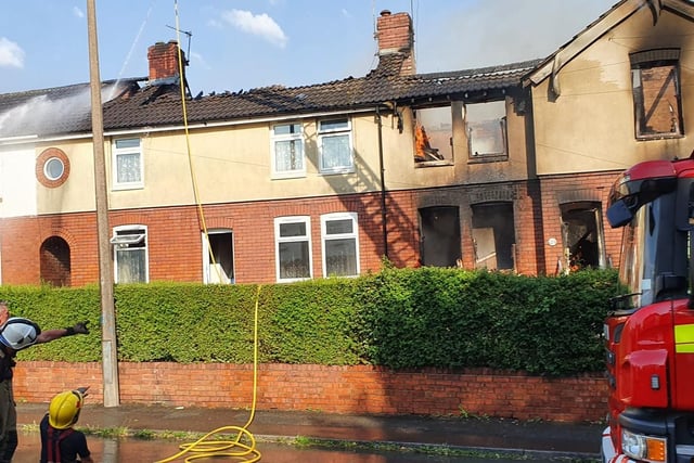 Homes on fire in Maltby.
The fire service wrote: 'Incredible work by the firefighters to tackle the fire in some very difficult circumstances'.