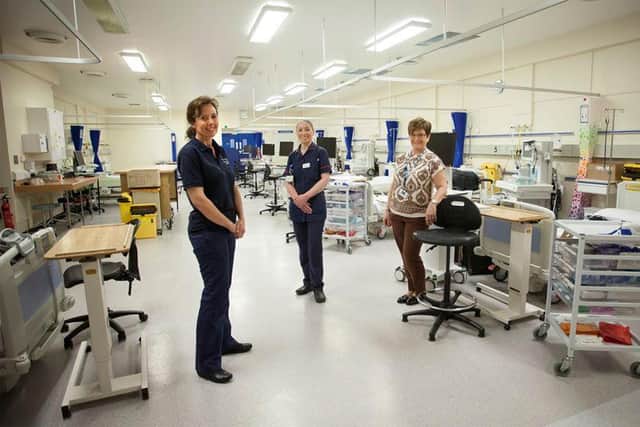 Doncaster Royal Infirmary staff in one of the rooms that has been convered to intensive care accommodation