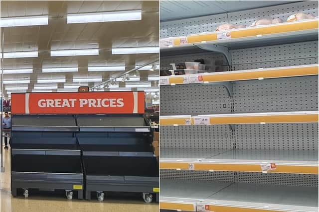 Empty shelves at Doncaster's Sainsbury's branch in Edenthorpe.