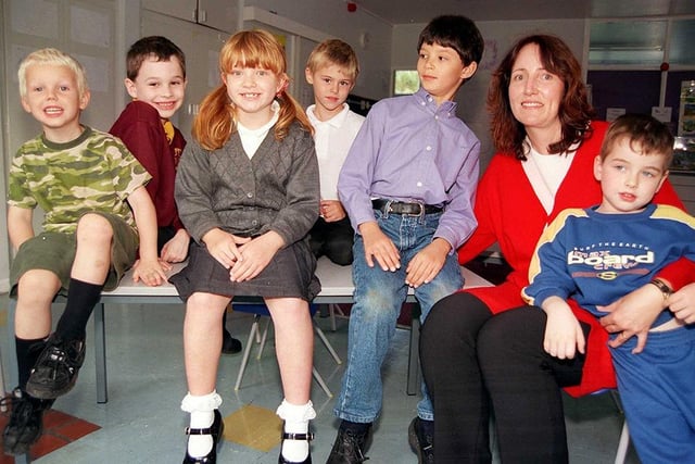 'Star Teacher of the Year' winner Ruth Robson is pictured with some of her Rossington pupils, from left, Shaun Bird, aged five, Alex Revell, aged six, Tayla Dockerty, aged seven, Ashley Grayson, aged five, Luke French, aged seven, and John Caswallader, aged six, September 23, 1999