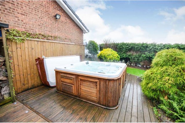 This one-bedroom bungalow in Moorgate has an asking price of £300,000 - a hot tub is included in the sale. (https://www.zoopla.co.uk/for-sale/details/57258801)