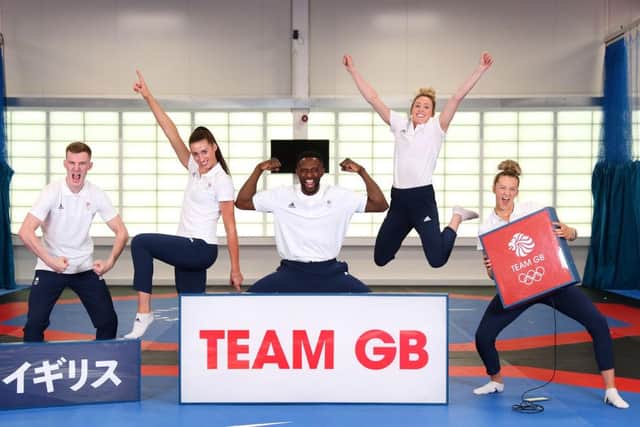 Team GB's taekwondo Olympic team: Bradly Sinden, Bianca Walkden, Mahama Cho, Jade Jones and Lauren Williams. Photo: Alex Livesey/Getty Images for British Olympic Association
