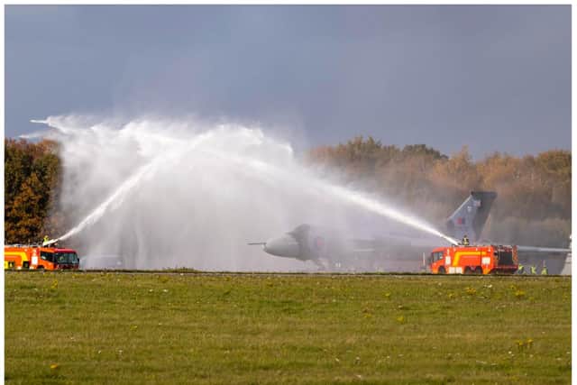 The Vulcan was given a water cannon tribute. (Photo: Jack Rawlin).