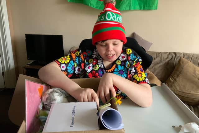 Huge Doncaster Rovers’ fan Kian was all smiles when his special parcel arrived