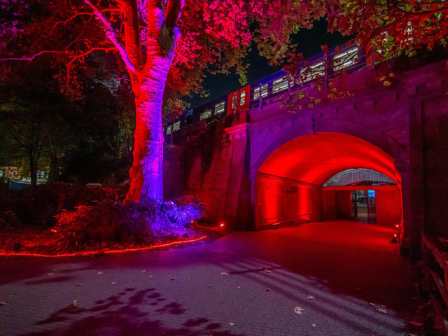 Set up being built for Rainbow in the Dark/ Enlightened Avenue in Victoria Park, Portsmouth on 17th November 2021. Picture: Habibur Rahman