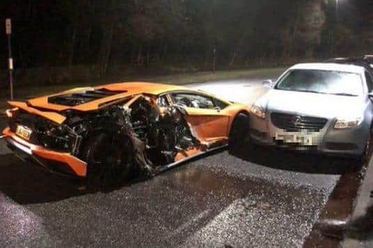 A Lamborghini owned by Sheffield United footballer Lys Mousset was reportedly involved in a crash in Sheffield yesterday (PHOTO: ANDREW JOHNSON)