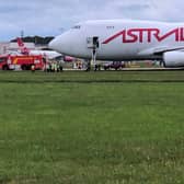 The plane was damaged after running onto grass. (Photo: James Leyland).