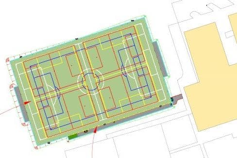 Campsmount Academy Sports Pitch plans. Credit: Surfacing Standards Limited
