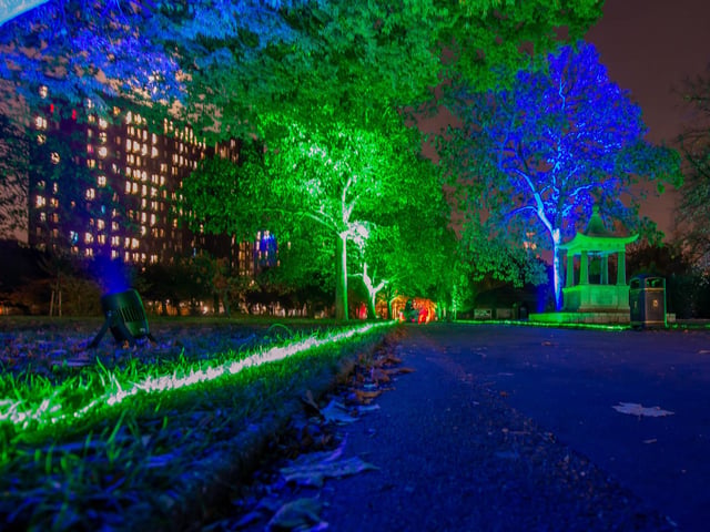 Set up being built for Rainbow in the Dark/ Enlightened Avenue in Victoria Park, Portsmouth on 17th November 2021. Picture: Habibur Rahman