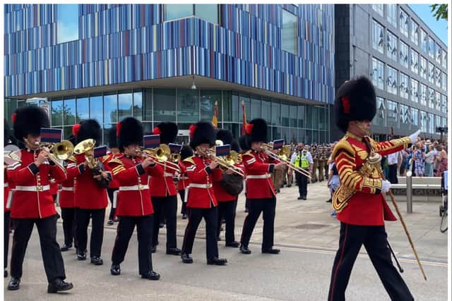 The Band of the Coldstream Guards led Saturday's parade. (Photo: Doncaster Council).