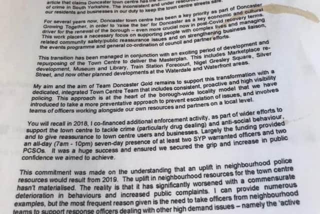 The letter from Ros Jones to Dr Alan Billings