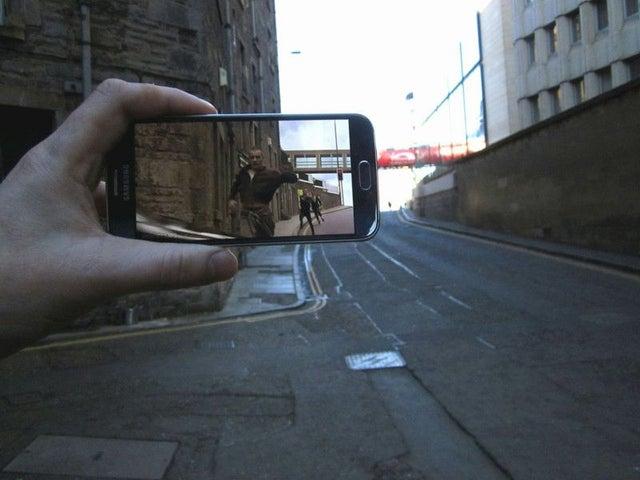 The guards close in on Renton at Calton Road.