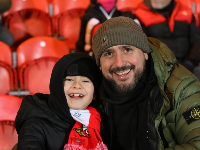 Doncaster Rovers fans watching the derby win over Huddersfield.