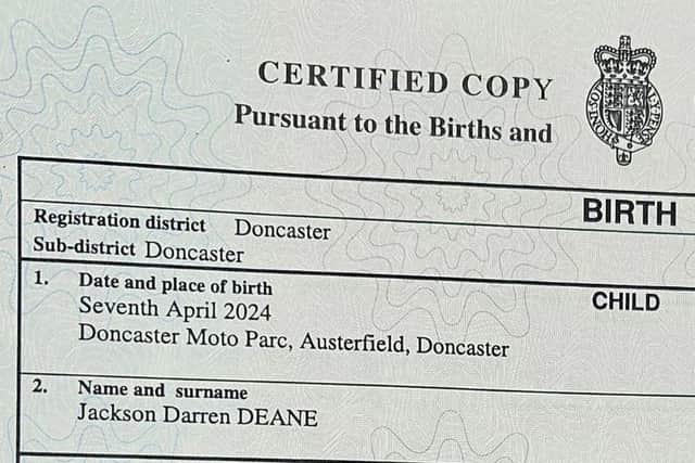 Jackson's birth certificate lists the Moto Parc as his place of birth.