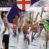 England celebrate winning the UEFA Women's Euro 2022 tournament. Photo: FRANCK FIFE/AFP via Getty Images