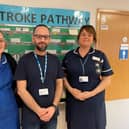 Members of the Digital Transformation team and the Stroke service. From L-R: Georgina Redfearne, Digital Practitioner, Ahmad Maatouk, Clinical Lead for the Stroke Service at DBTH and Claire Day, Stroke Nurse Advanced Practitioner
