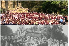 Pupils recreated a Coronation photo, 120 years apart.