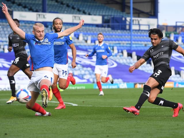 Reece James fires into the sidenetting against Portsmouth. Picture: Howard Roe/AHPIX