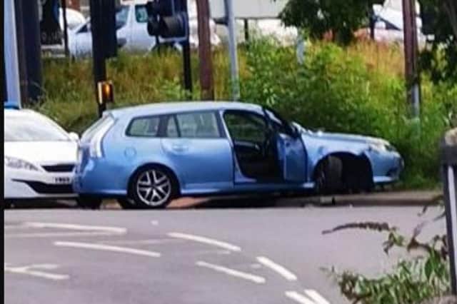 A car was abandoned after a crash in Doncaster last night
