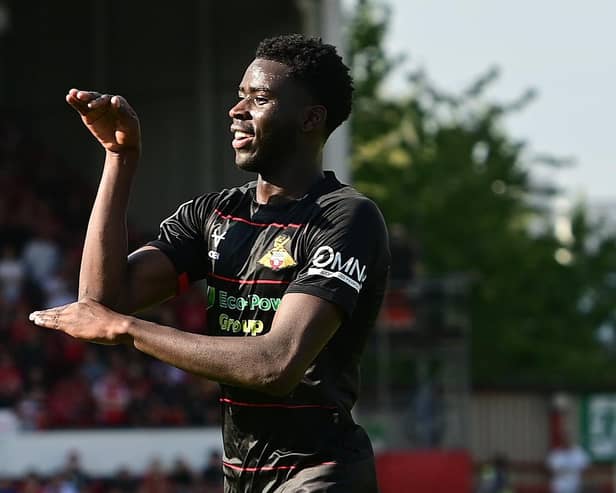 Mo Faal celebrates his goal.