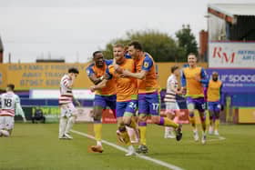 Alfie Kilgour celebrates his screamer against Doncaster. Photo credit Chris Holloway / The Bigger Picture.media