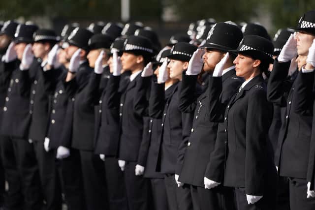Fall in number of police officers in South Yorkshire.