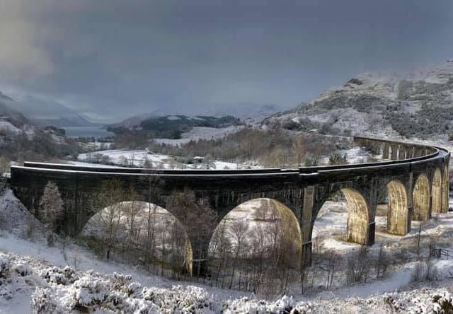 The world-famous Glenfinnan Viaduct is seen with a covering of snow in this picture by Dave Allison.