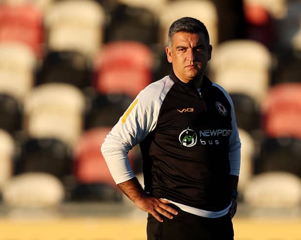 Nelson Jardim, manager of Newport County. (Photo by Ryan Hiscott/Getty Images)