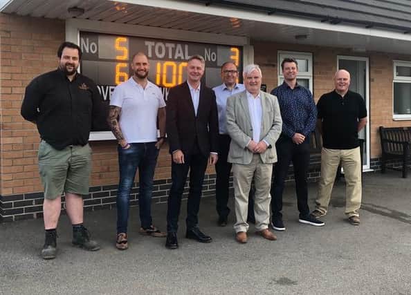 DB4C Cricket Task Team and sponsors. Left to right: Ryan Davis, Steve Teasedale, Cameron McLellan (MD Polypipe), Martin Wilmott, Tim Shaw (Chairman - DB4C), Andrew Best (HSR Law) and Nigel Tomlinson.