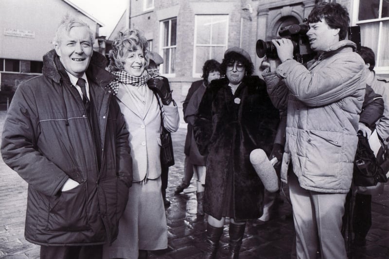 Anthony Neil Wedgwood Benn (Tony Benn)
Tony Benn and his wife in Chesterfield's Market Square this morning - 2nd March 1984
