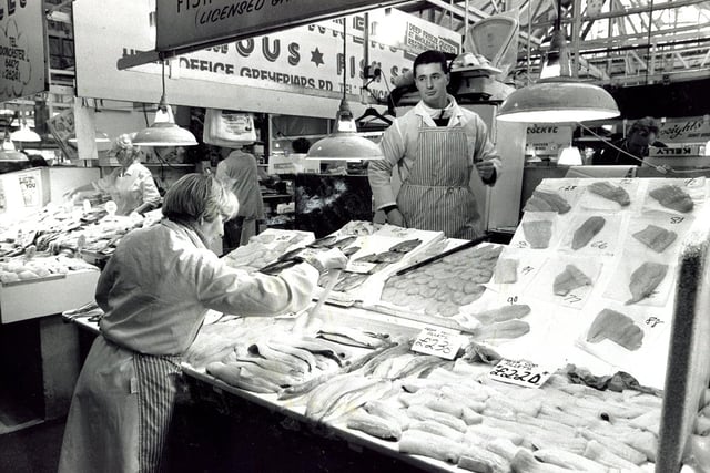 There was plenty of fresh fish for sale at this Doncaster fish market stall in November 1989
