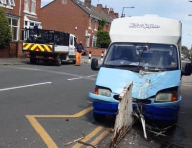 Ice cream van crashed in Hexthorpe. Picture: South Yorkshire Police