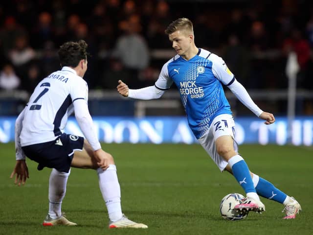 Joe Tomlinson (right) in action for Peterborough. Photo: Joe Dent/theposh.com.