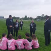 Animal protectors at Doncaster Races.