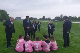 Animal protectors at Doncaster Races.