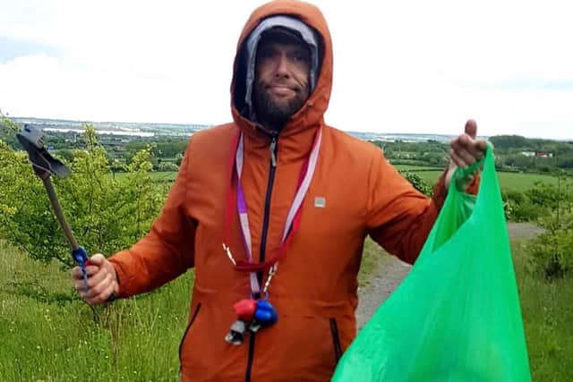 Ian Singleton litter picking at the Edlington Pitwood.