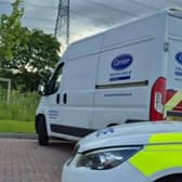 Men drive off in this stolen van with the vehicle alarm going off in Armthorpe.