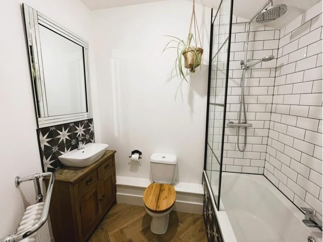One of several bathrooms in the bungalow.