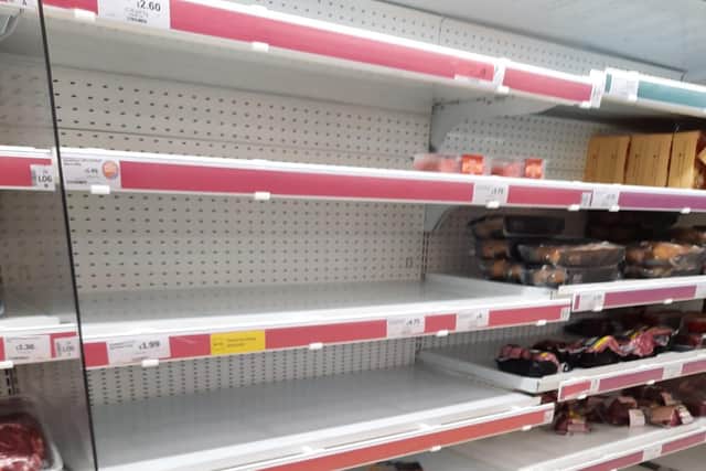 Empty shelves in Edenthorpe's Sainsbury's.