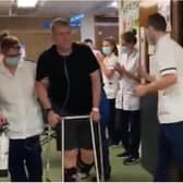 Brian Keogan walks out of hospital after 125 days battling Covid.