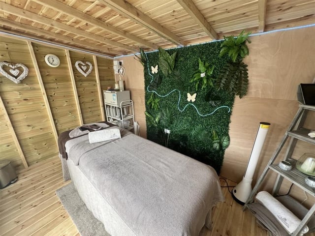 A pine treatment room within the spa.
